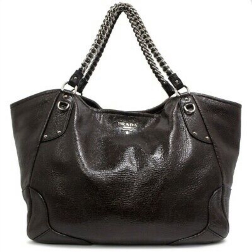 Prada Sparkle Cervo Lux Nero Deerskin Chain Bag